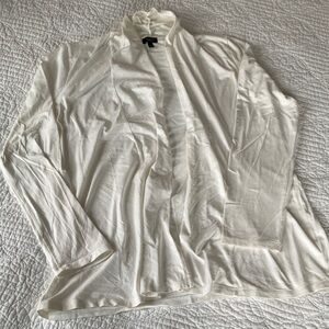 Talbots White Open-Front Pima Cotton Cardigan, Large